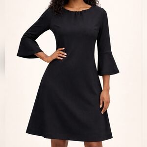New York & Company Black Flared Sleeve Office Cocktail Dress L Large